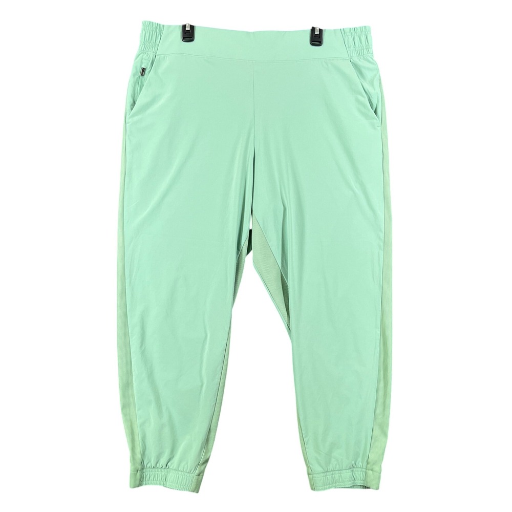 Athleta Brooklyn Jogger Womens 18 Green Ribbed Side Panels Activewear Travel